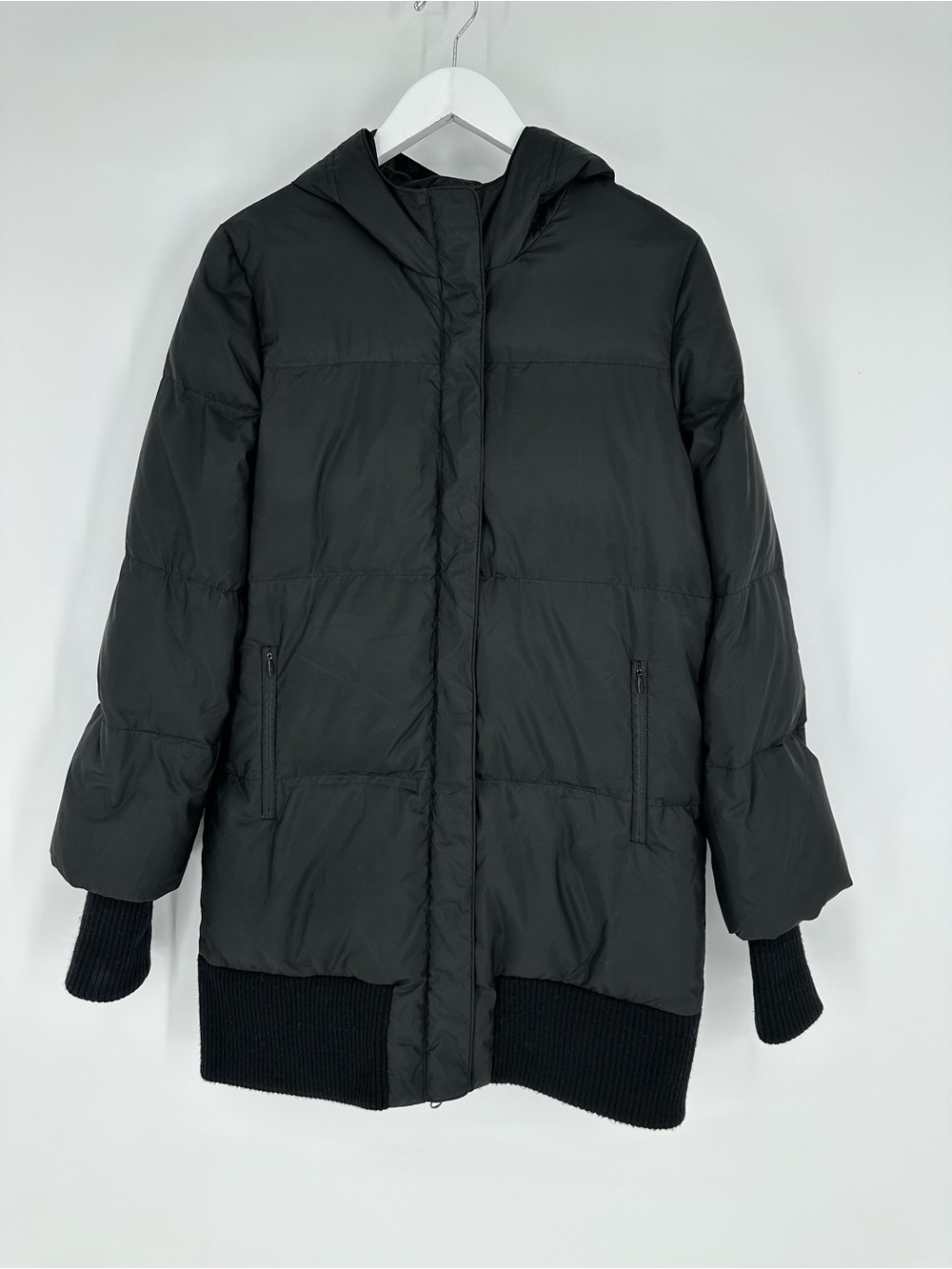 Theory Coraline Heavenly Down Puffer Hooded Black Coat